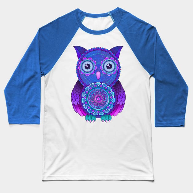 Mandala owl Baseball T-Shirt by Mashmuh